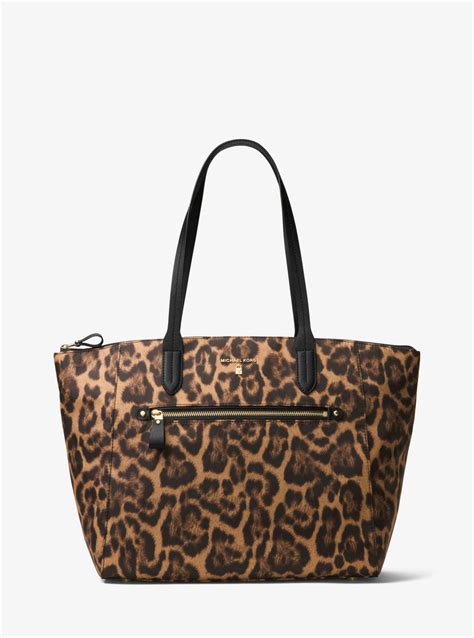 michael kors kelsey medium nylon tote leopard|kelsey medium nylon tote bag.